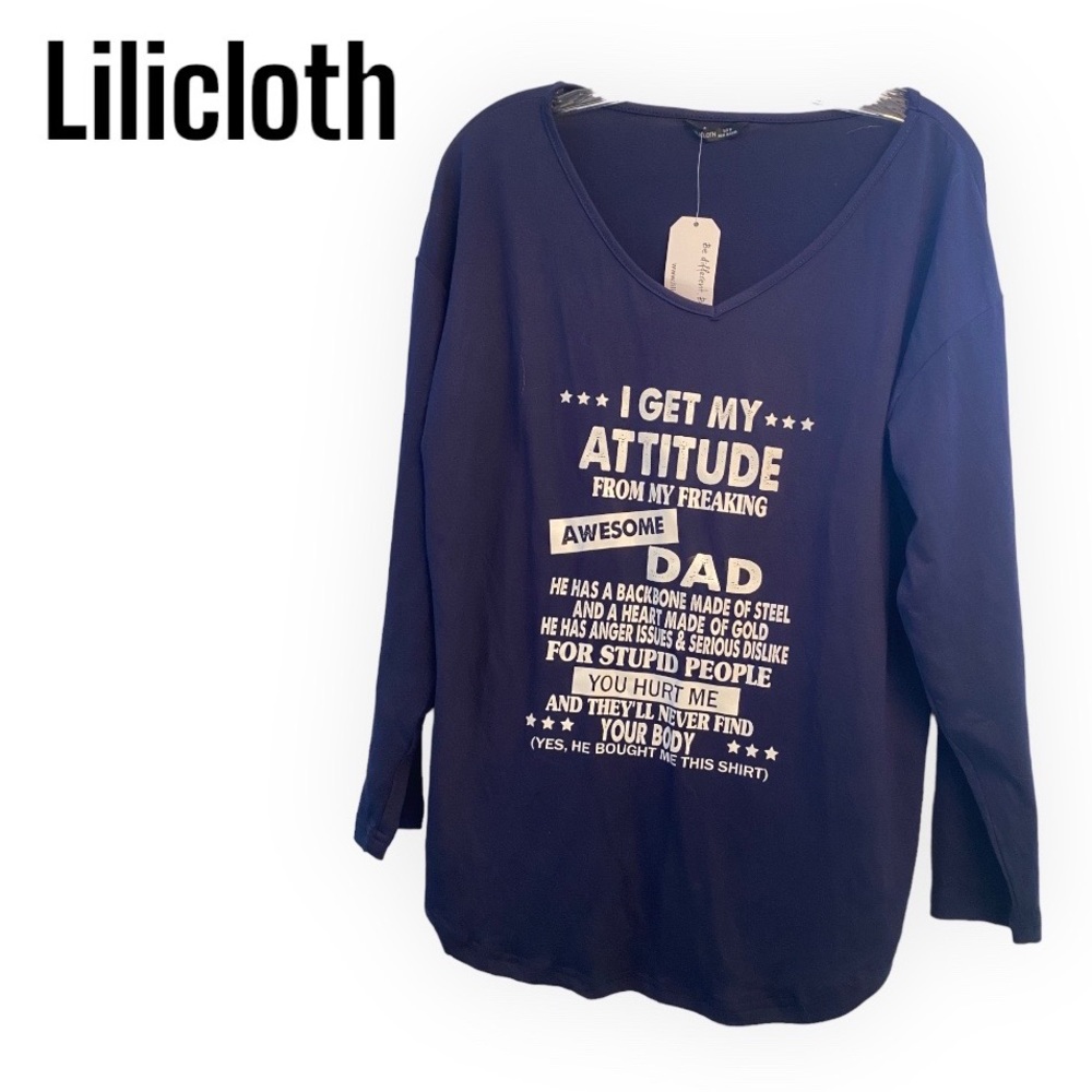 LILICLOTH Navy Sweater with a Father/ Daughter Message M NWT
